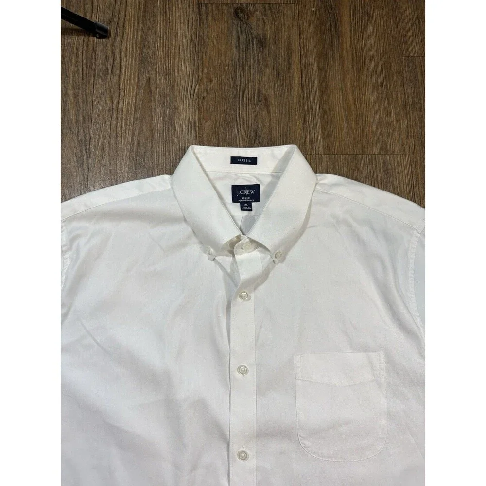 J.Crew Mens Size XL Dress Shirt White Bowery Performance Oxford Cloth OCBD